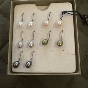 Honora Dangle Teardrop Shape Genuine Pearl Sterling Silver Earrings